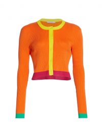 Alice  Olivia Rhoda Crop Colorblock Cardigan  SaksFifthAvenue at Saks Fifth Avenue